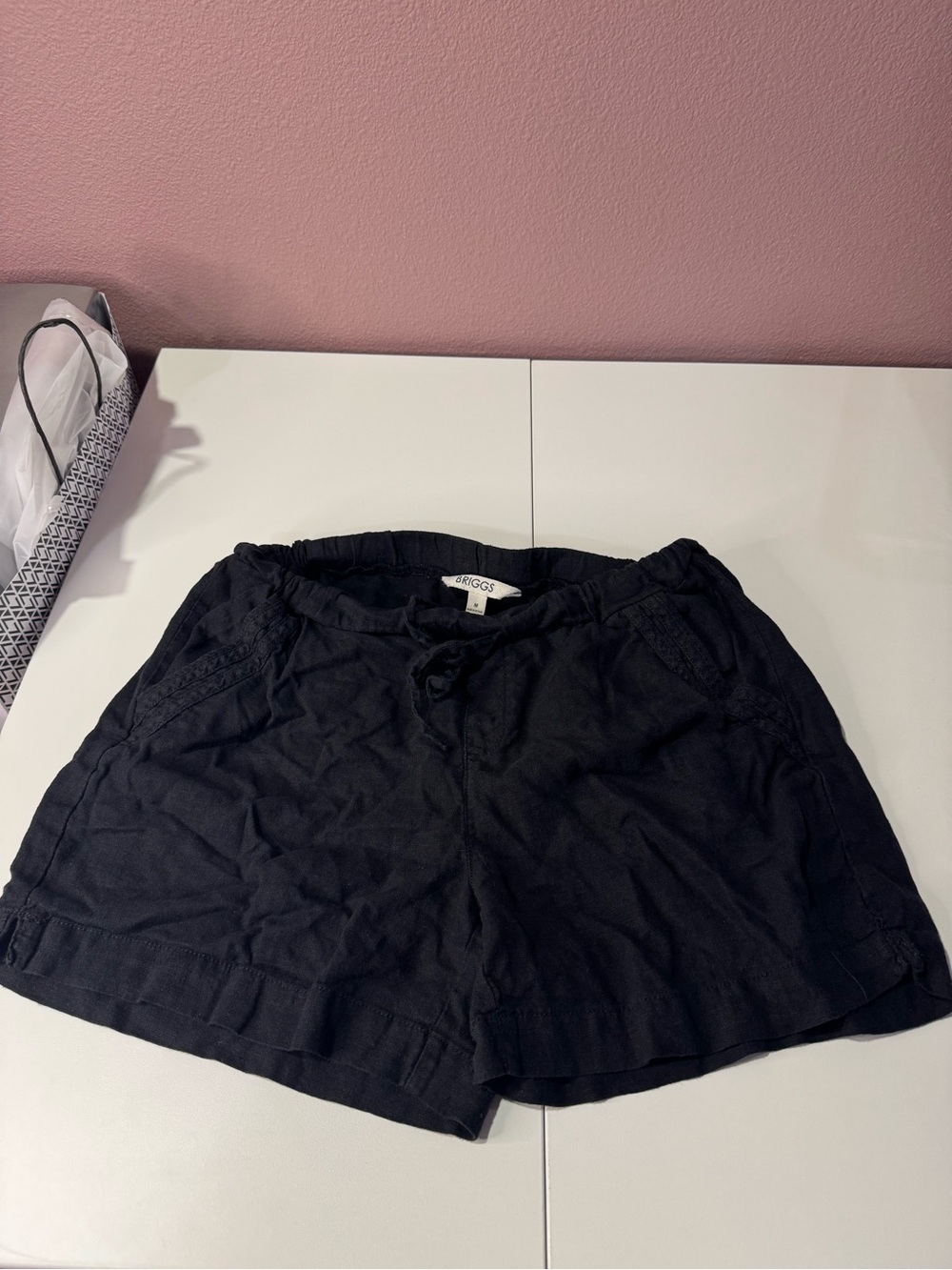 Briggs New York Black High-Waist Casual Drawstring Shorts